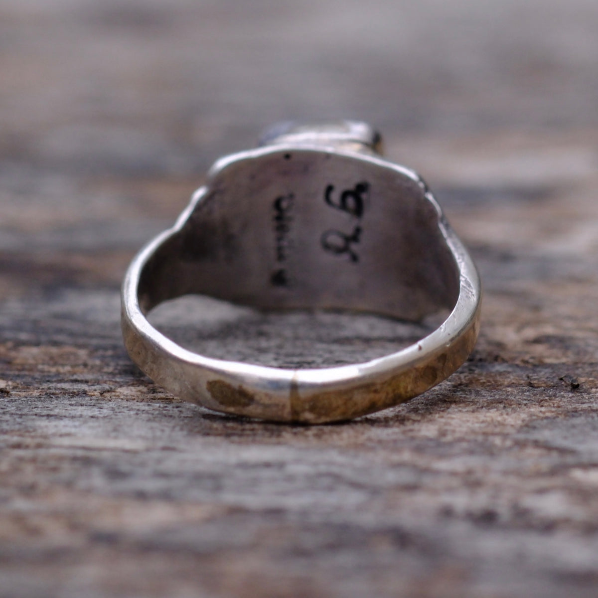 Vintage Sterling Turquoise Stamped Band Ring 5.25