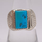Vintage Sterling Turquoise Stamped Band Ring 8.75