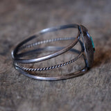 Vintage Sterling Turquoise Shadowbox Cuff Bracelet