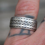 Vintage Sterling Silver Braided Spinner Ring 7.5