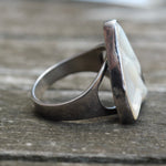 Vintage Sterling Mother Of Pearl Ring 10.75