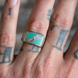 Vintage Sterling Turquoise and MOP Inlay Ring 9.25
