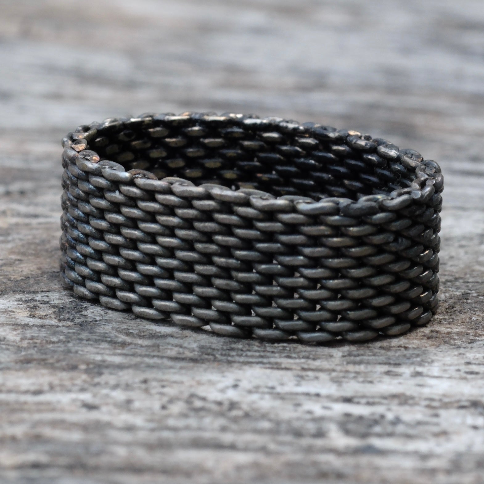 Vintage Sterling Silver Woven Mesh Band Ring 6.5