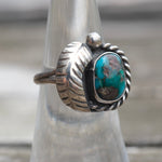 Vintage Sterling Turquoise Feather Ring 5.75