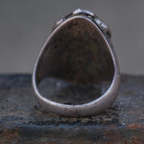 Vintage Sterling Turquoise Inlay Chain Ring 10