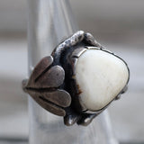 Vintage Sterling Mother Of Pearl Feather Ring 5