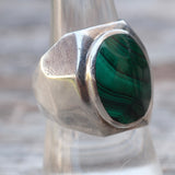 Vintage Sterling Malachite Ring 8.75