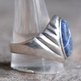 Vintage Sterling Lapis Signet Ring 13