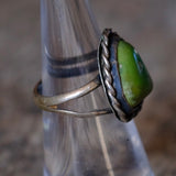 Vintage Sterling Turquoise Roper Ring 6.75