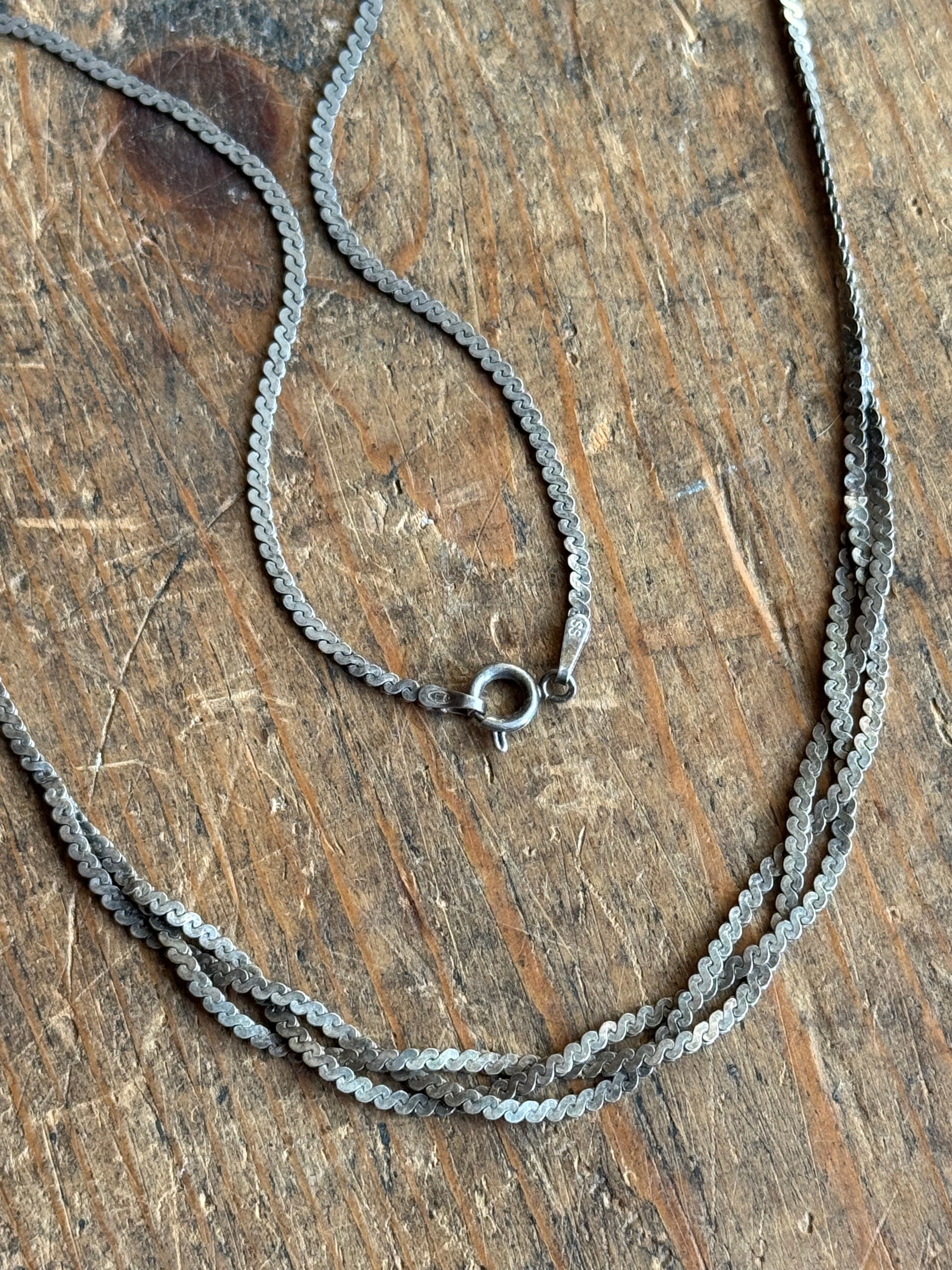 Vintage Sterling Silver 18” Braided Serpentine Chain