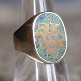 Vintage Sterling Turquoise Inlay Taxco Ring 7