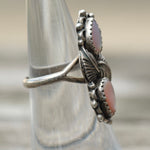 Vintage Sterling 2-Stone Mother Of Pearl Feather Ring 5.75
