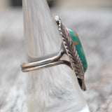 Vintage Sterling Turquoise Feather Ring 6.5