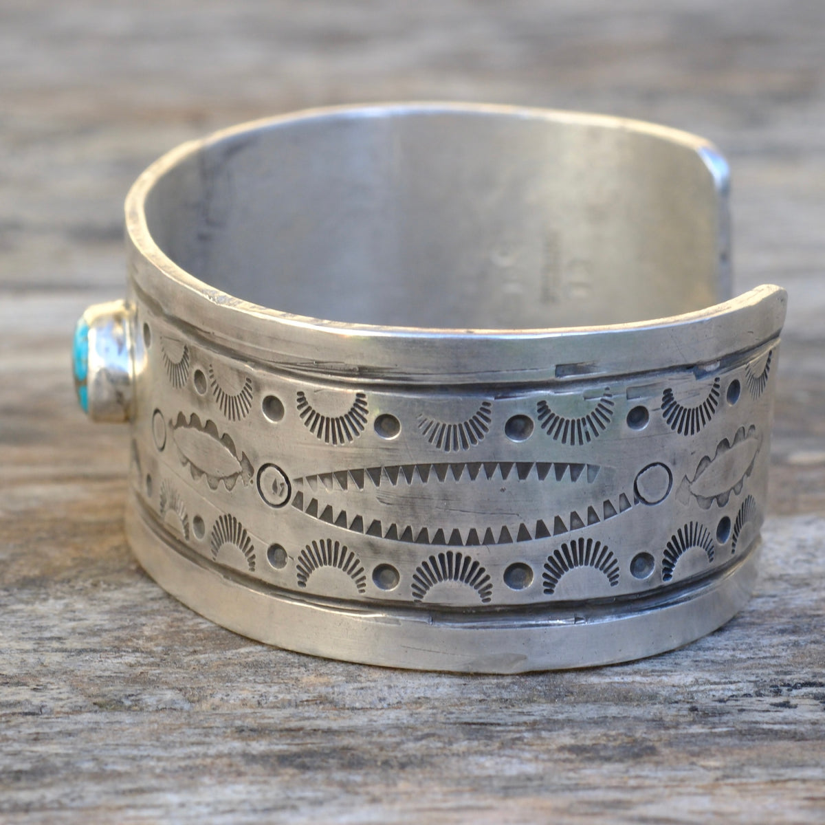 Sterling Pilot Mountain Stamped Cuff Bracelet