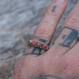 Vintage Sterling Coral Inlay Band 6.5