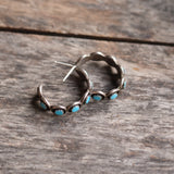 Vintage Sterling Turquoise Hoop Earrings