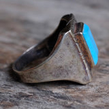 Vintage Sterling Turquoise Signet Ring 12.75