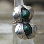 Vintage Sterling Malachite Ring 4.75