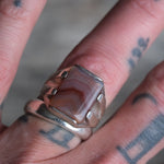 Vintage Sterling Agate Signet Ring 8.75