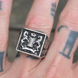 Vintage Sterling Silver Lion Crest Signet Ring 8.75