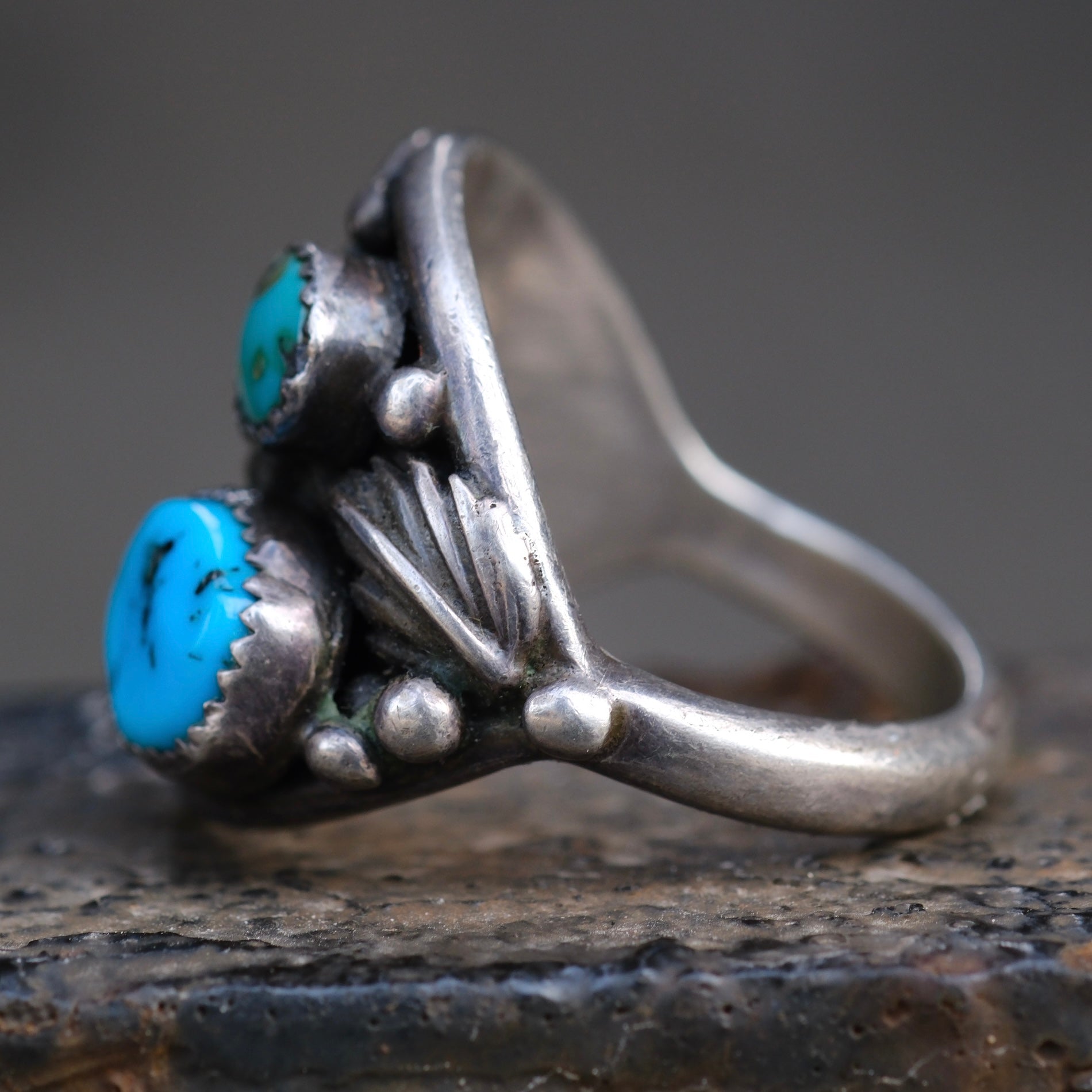 Vintage Sterling Asymmetrical Ribbed Ring 11.5