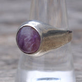 Vintage Sterling Amethyst Cabochon Ring 9.5