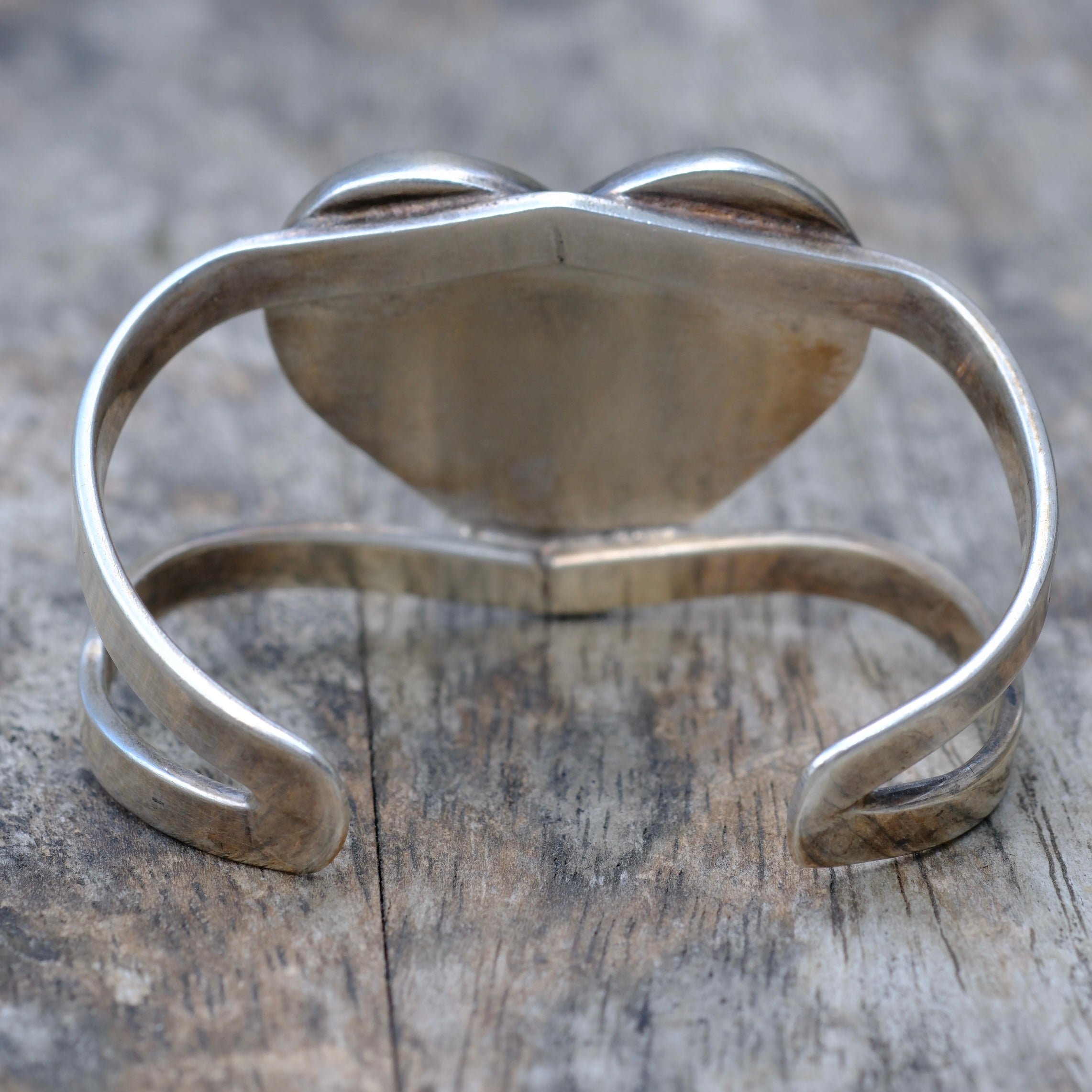 Vintage Sterling Silver Heart Cuff Bracelet