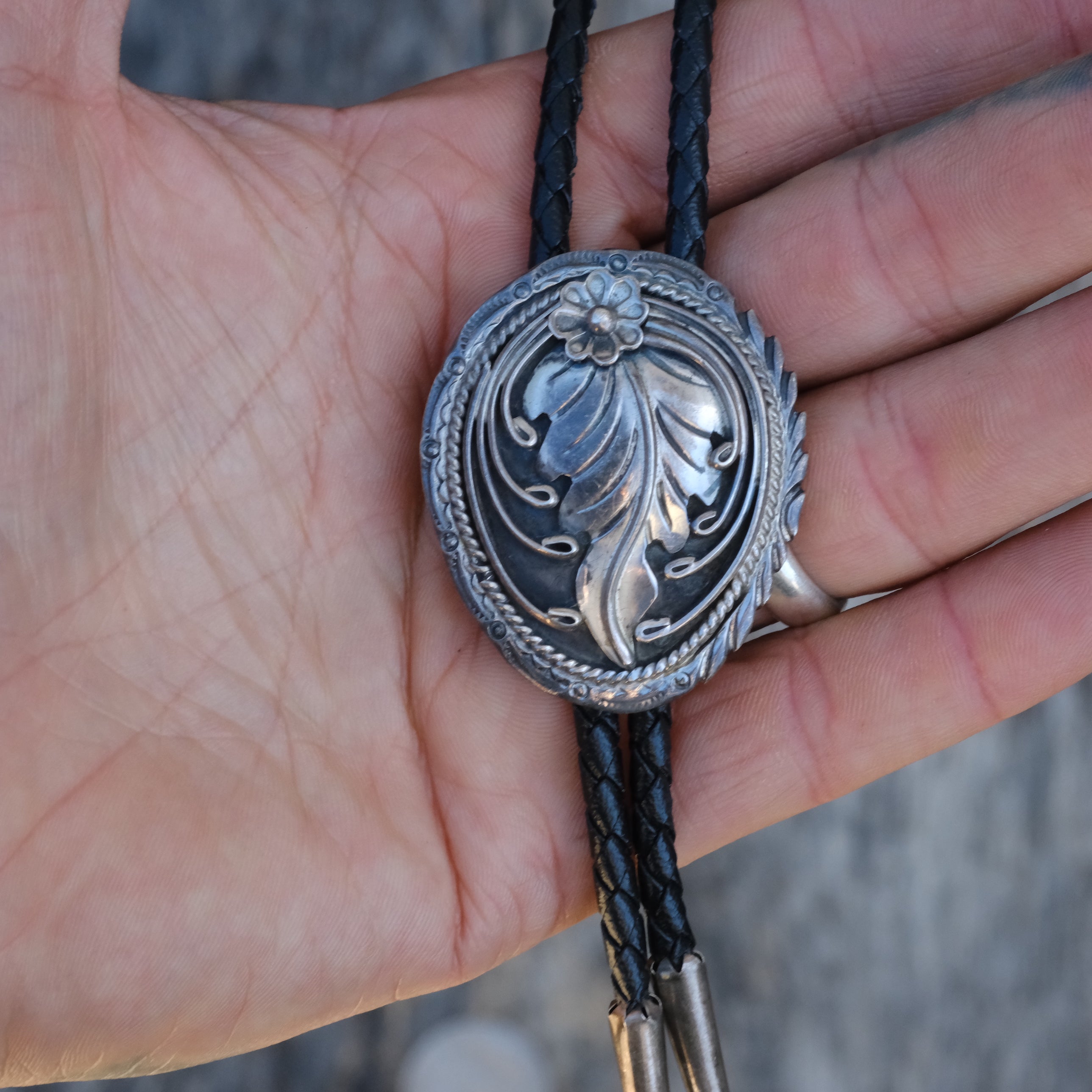 Vintage Sterling Silver Blossom Bolo Tie