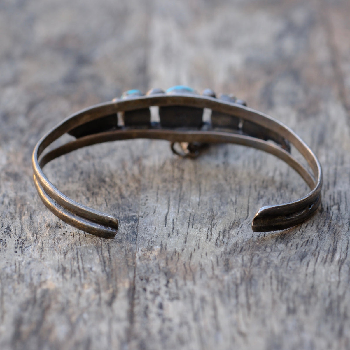 Vintage Sterling Turquoise Feather Cuff Bracelet