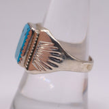 Vintage Sterling Turquoise Stamped Band Ring 9.5