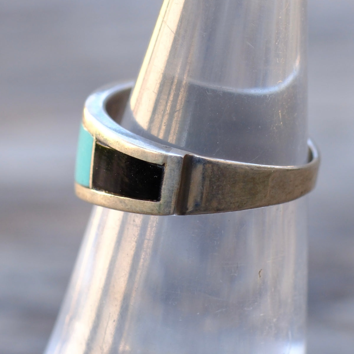 Vintage Sterling Multistone Inlay Band Ring 6
