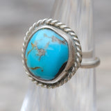 Vintage Sterling Turquoise Roper Ring 2