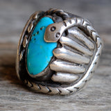RARE Vintage Sterling Turquoise Snake Ring 8