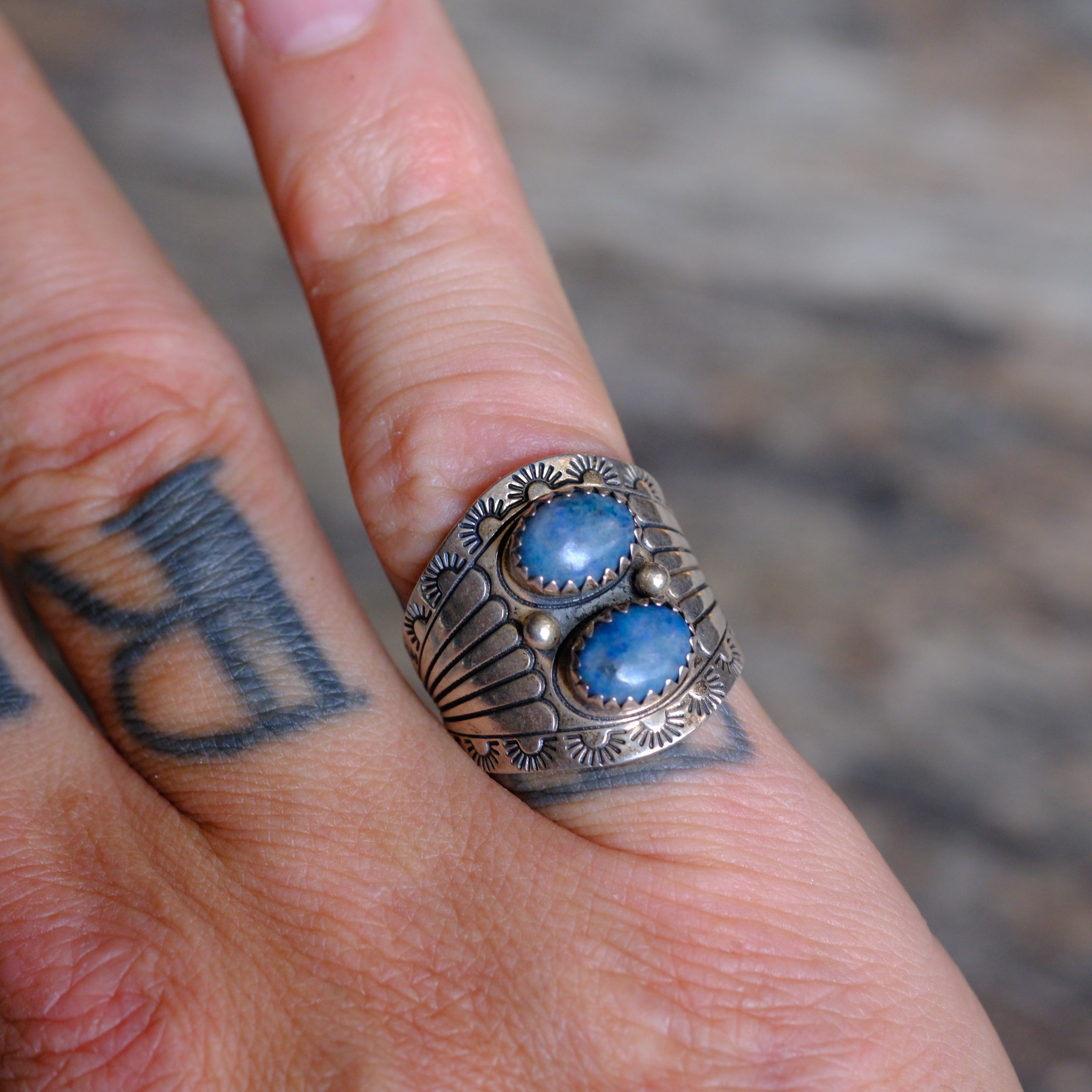 Vintage Sterling Sodalite Stamped Ring 7