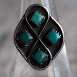 Vintage Sterling Turquoise Cluster Ring 7.5