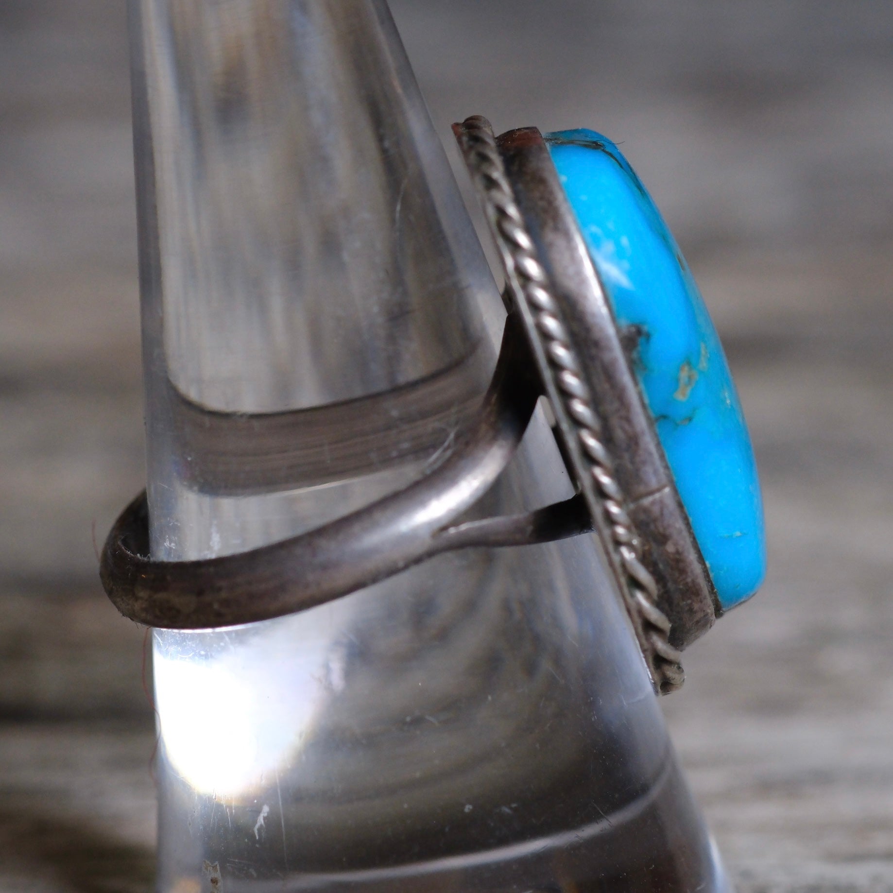 Vintage Sterling Turquoise Roper Ring 8.5