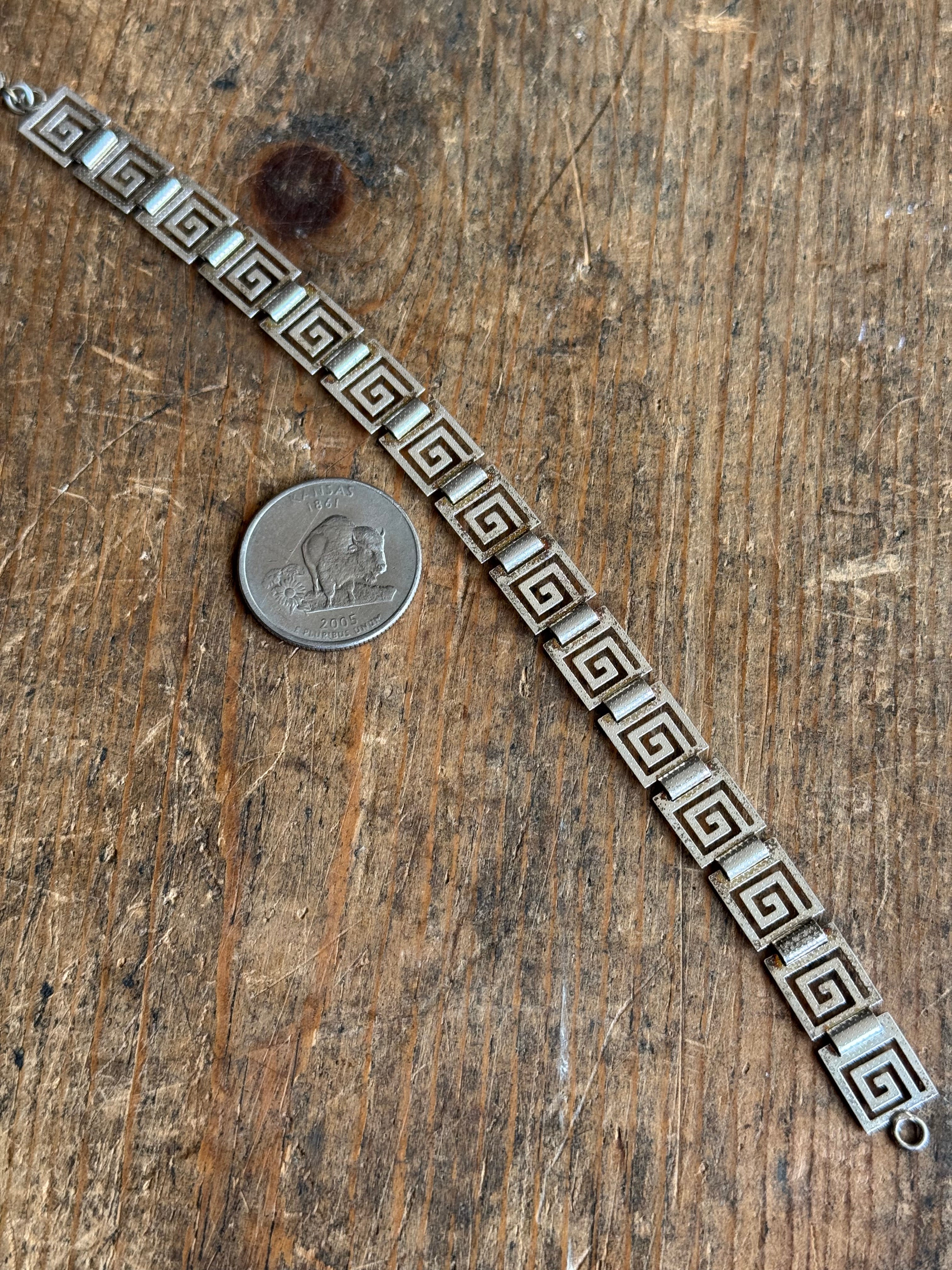 Vintage Sterling Silver 7.75” Spiral Link Chain Bracelet