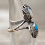 Vintage Sterling Turquoise and Mother Of Pearl Ring 5