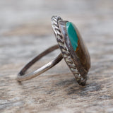 Vintage Sterling Turquoise Roper Ring 4