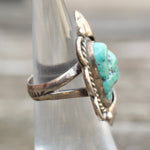Vintage Sterling Turquoise Feather Ring 4.25