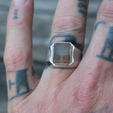 Vintage Sterling Agate Signet Ring 8