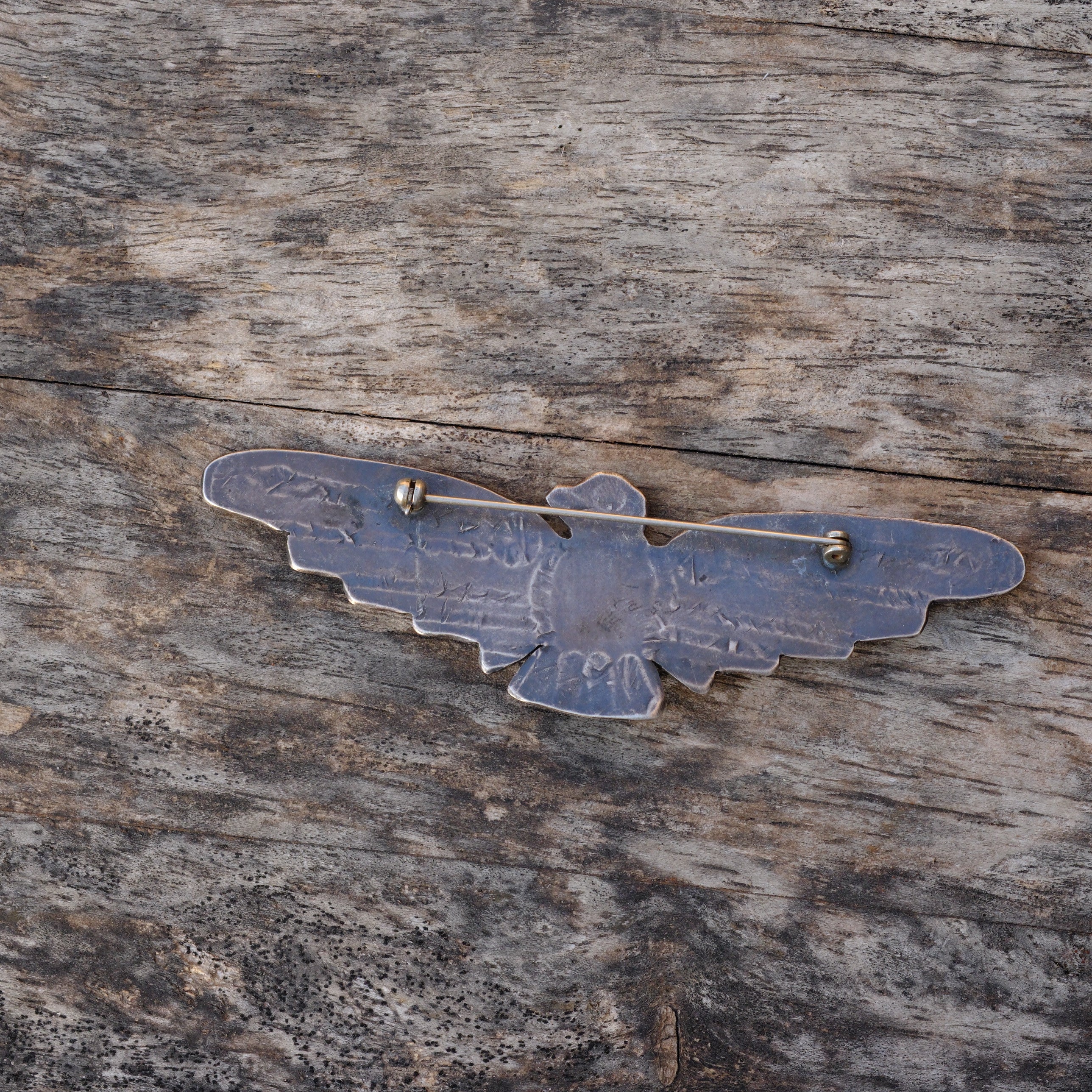 HUGE Vintage Sterling Turquoise Thunderbird Pin