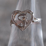 Vintage Sterling F Initial Ring 7.75