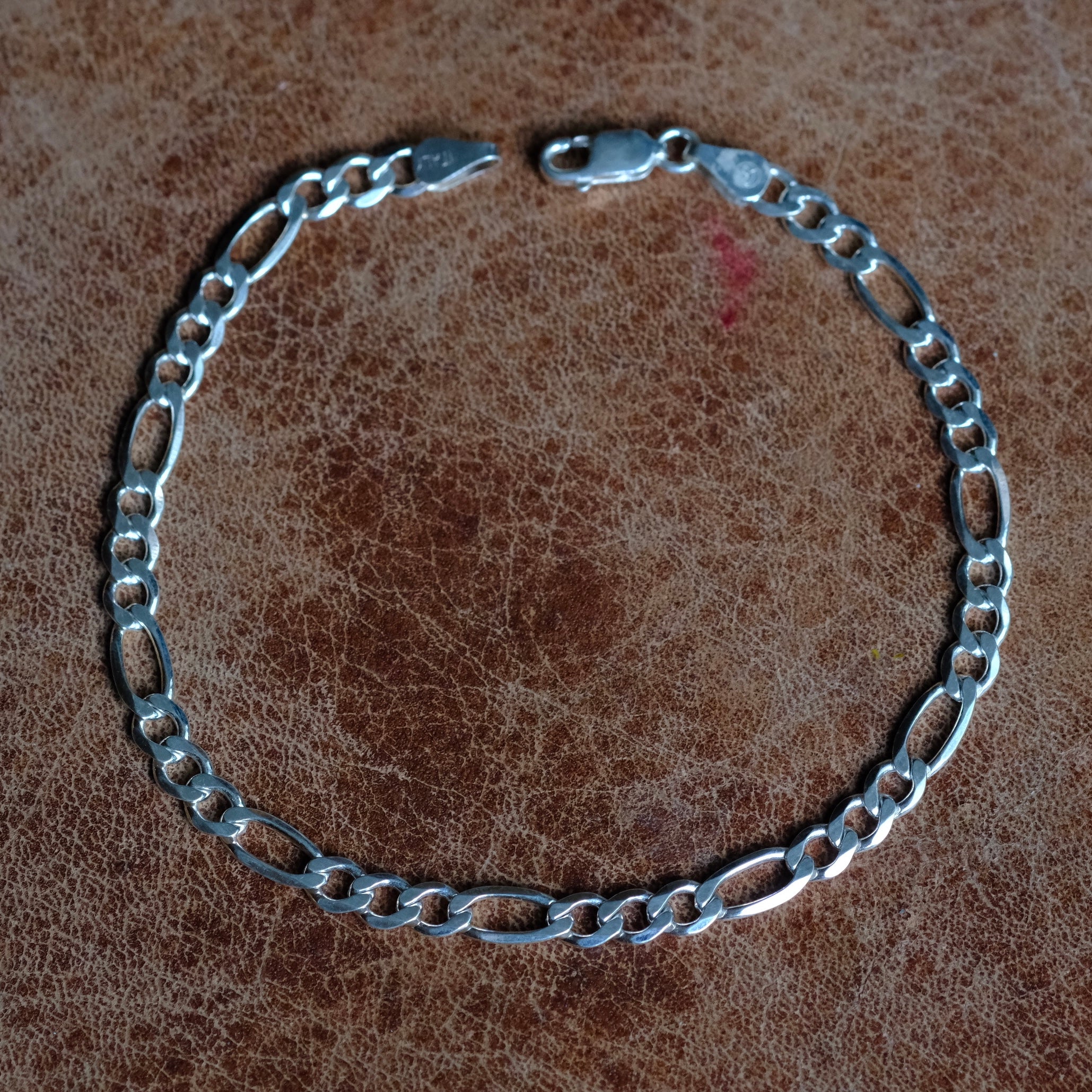 Vintage Sterling Silver Figaro Chain Bracelet