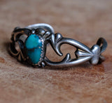 Vintage Sterling Turquoise Sandcast Cuff Bracelet