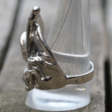 Vintage White Bronze Biker Ring 12