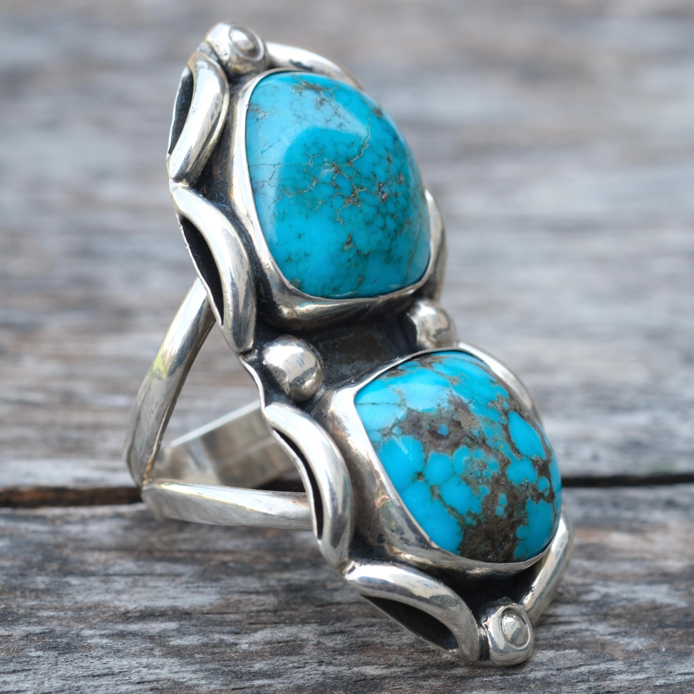 MASSIVE 2-Stone Turquoise Ring 13