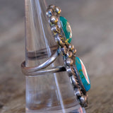 Vintage Sterling Chunky 2-Stone Turquoise Ring 7.25