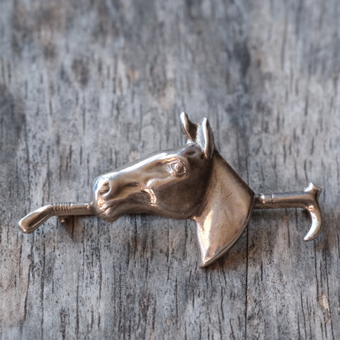 Vintage Sterling Silver Horse Brooch