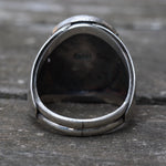 Vintage Sterling Turquoise Ribbed Band Ring 9